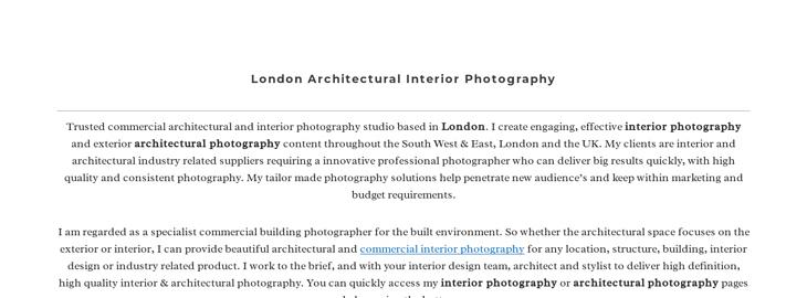 London Interior Architecture Photographer